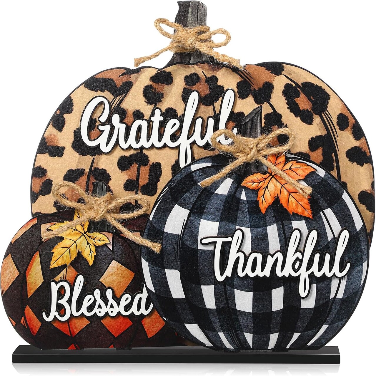 Fall Pumpkin Sign Decoration 11 Inch Wooden Pumpkin Table Centerpiece